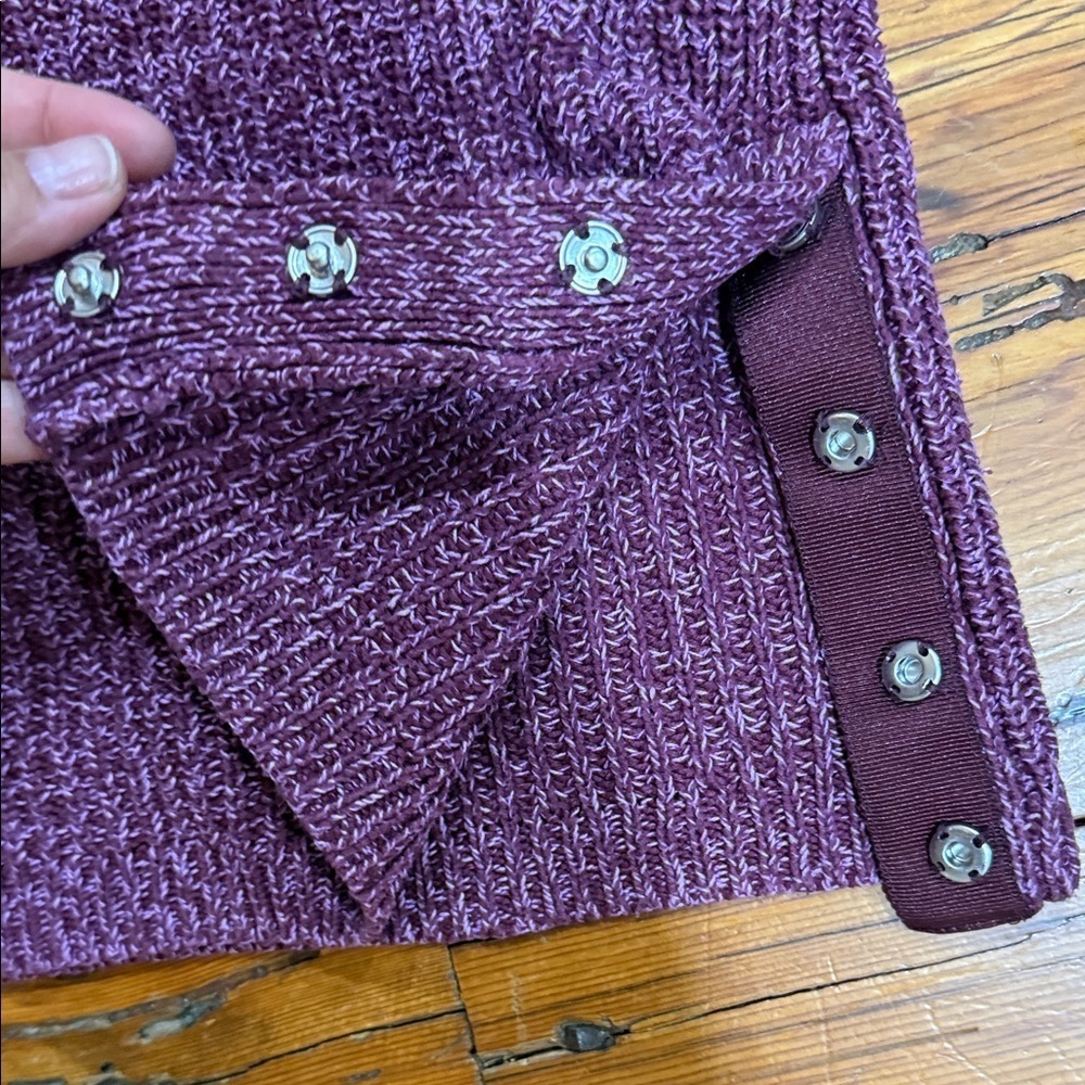 T by Talbots Purple Two-Tone Turtleneck quarter zip Knit Sweater Size Medium - Picture 3 of 7